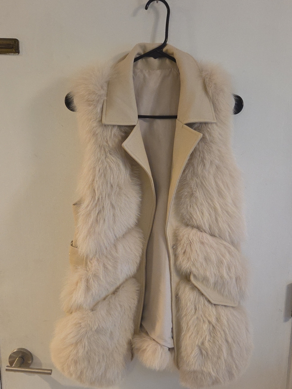 Beige Faux Fur Sleeveless Coat Vest - Women's Elegant Outerwear